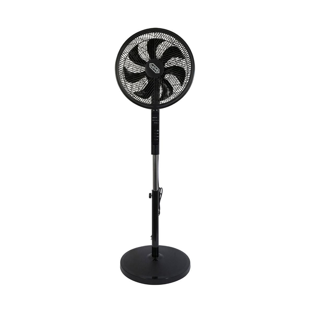 Ventilador De Pedestal Iusa 16 Pulgadas Con Control Remoto Negro Vp16cr