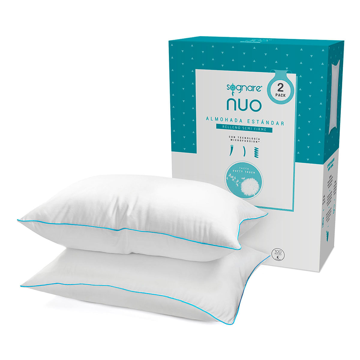 Almohada Sognare Estándar 2 Pack Nuo Blanco