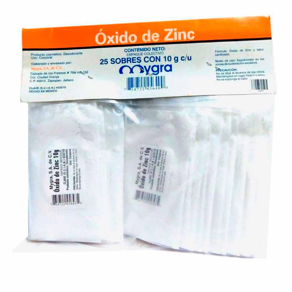 Sobres Mygra Óxido de Zinc 25 Sobres de 10g