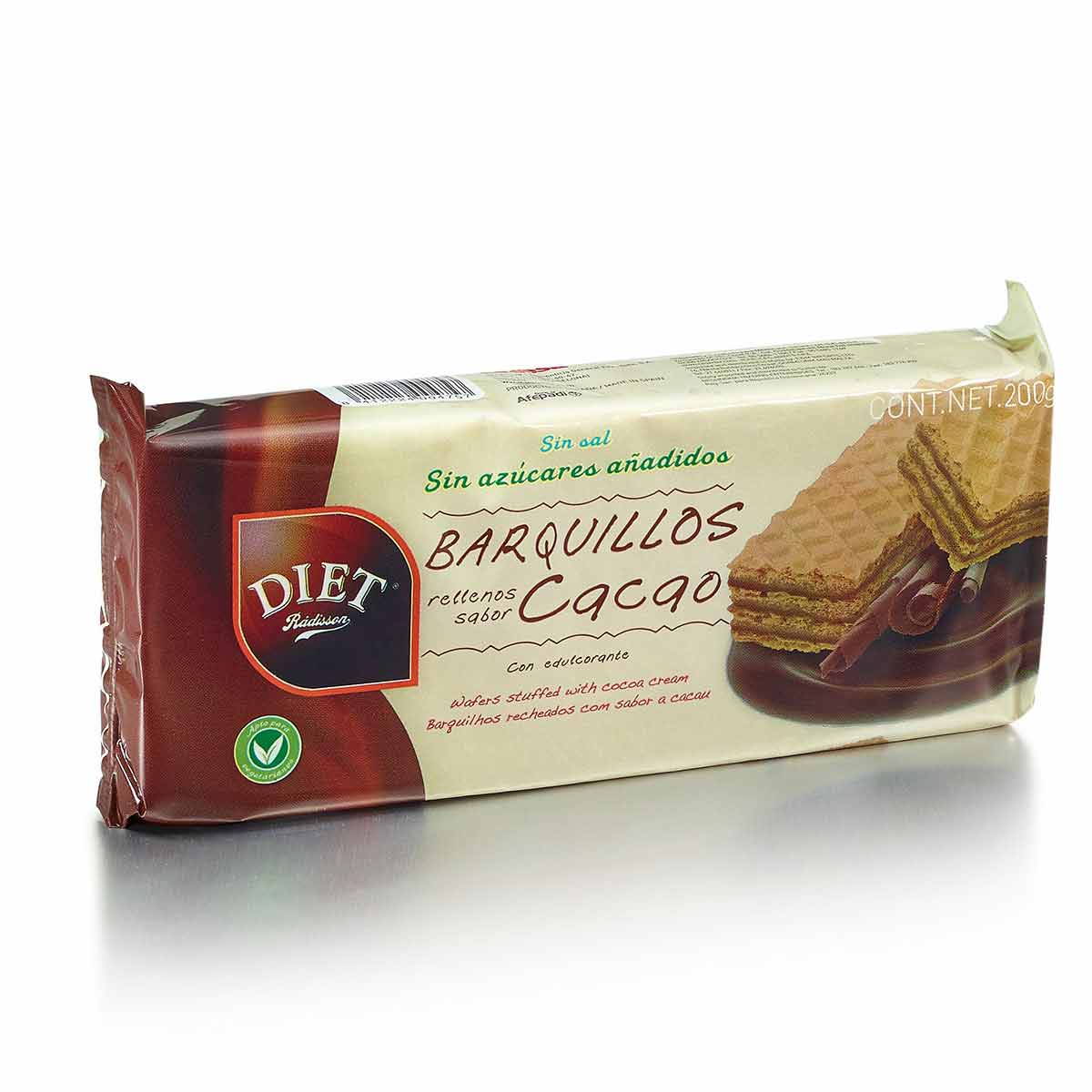 Barquillos Diet Radisson Rellenos De Cacao De 200g