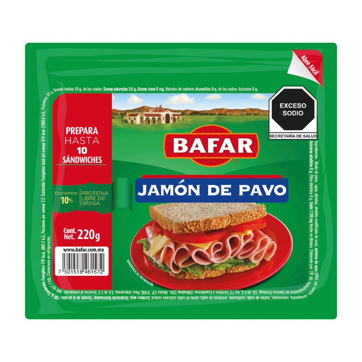 Jamón De Pavo Bafar 220 G