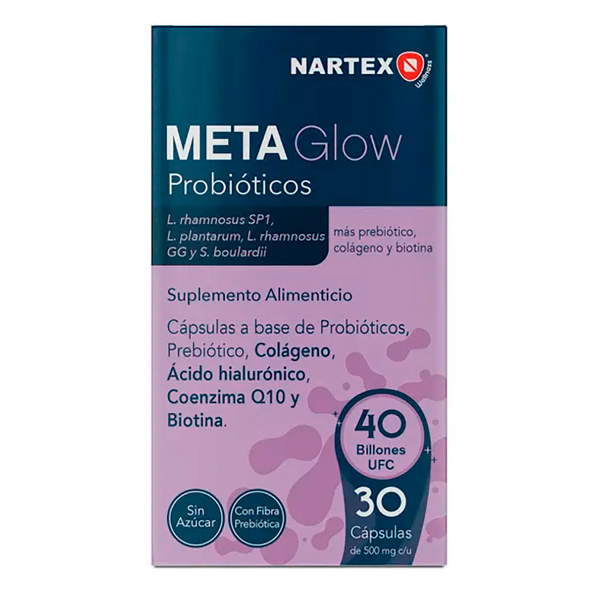 Pastillas Nartex Meta Glow Probióticos 30 Cápsulas