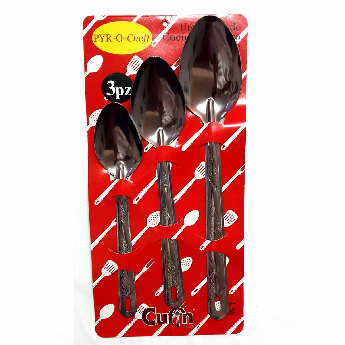 Blíster Cucharas Cocina Cufin Acero Inoxidable 3 Piezas