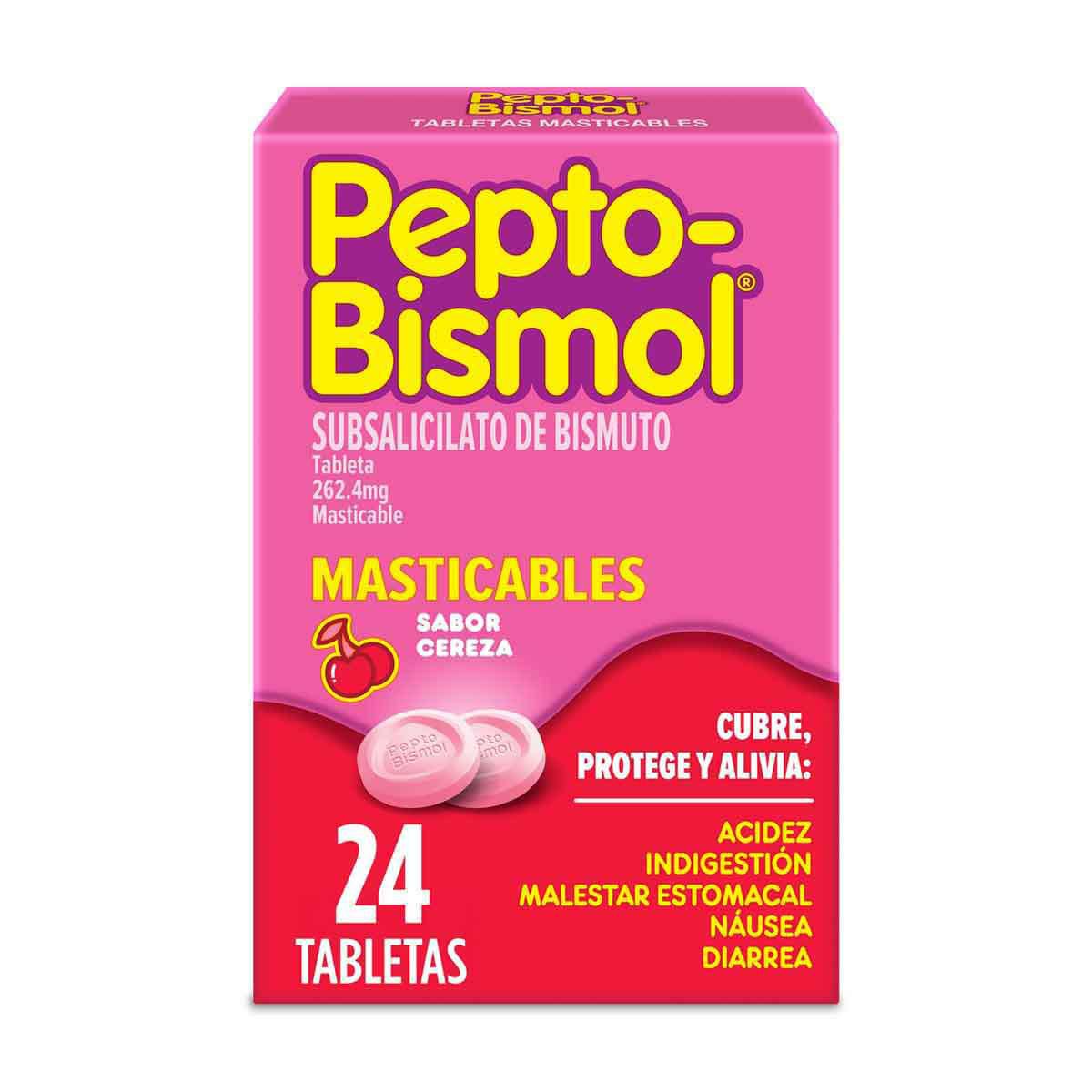 Antiácidos Pepto-Bismol Sabor Cereza Caja de 24 Tabletas Masticables