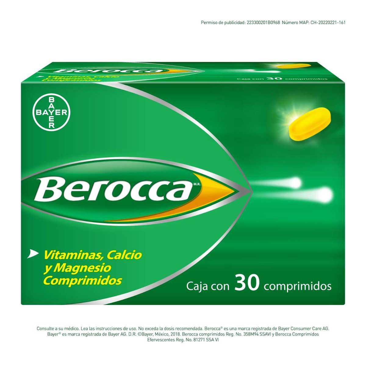 Berocca Vitaminas, Calcio ymlagnesio Caja con 30 Comprimidos