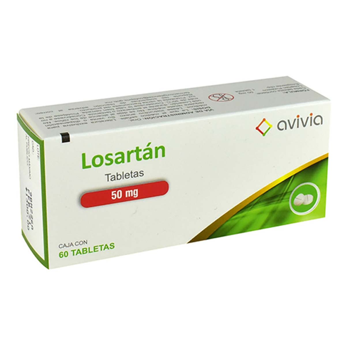 Tabletas Genéricas Losartán 50mg Caja con 60 Tabletas