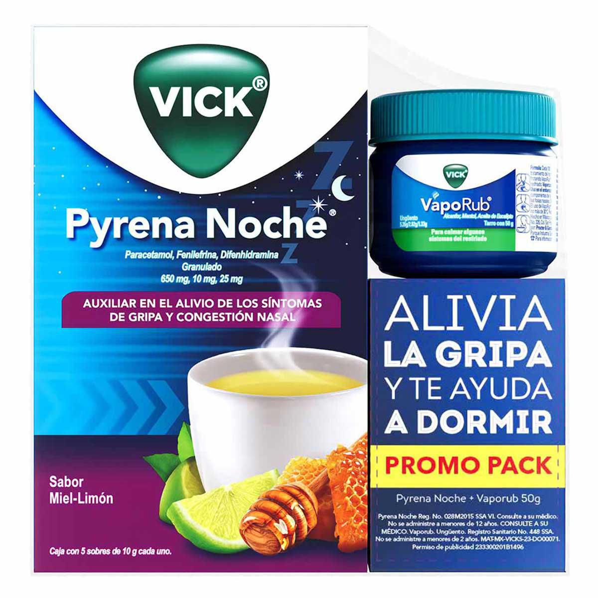 Vick VapoRub 50g y Pyrena Noche 5 Sobres