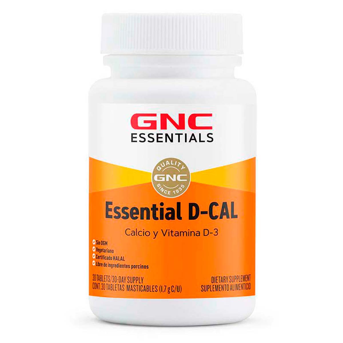 Tabletas de Calcio y Vitamina D-3 GNC Essentials sin Sabor 30 Tabletas