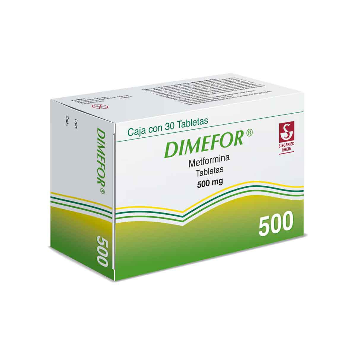 Dimefor 500 mg - Caja con 30 tabletas (Metformina)