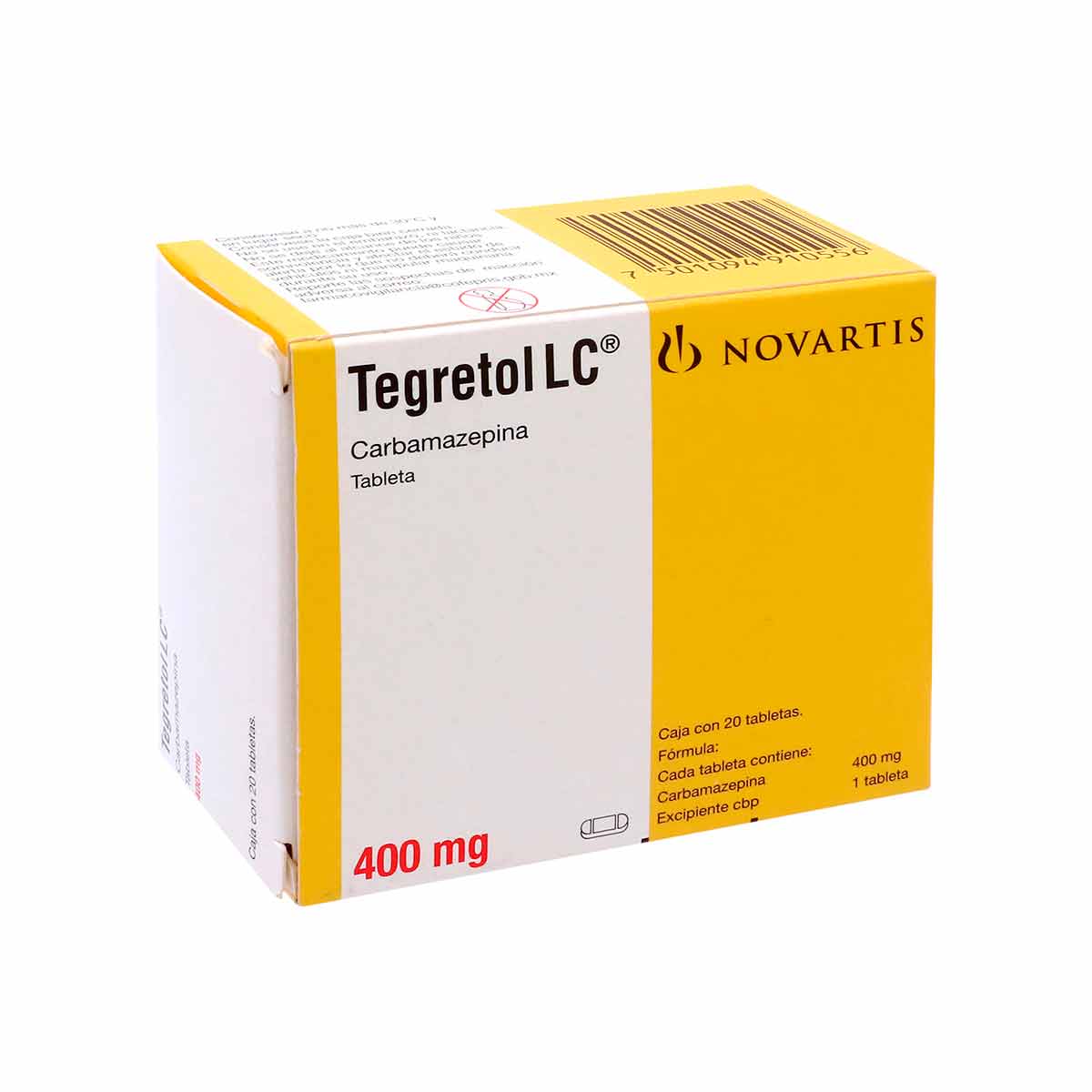 Tabletas Tegretol LC 400mg Caja con 20 Tabletas