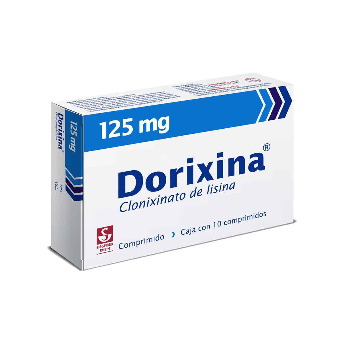 Dorixina 125 mg - Caja con 10 comprimidos (Clonixinato de Lisina)