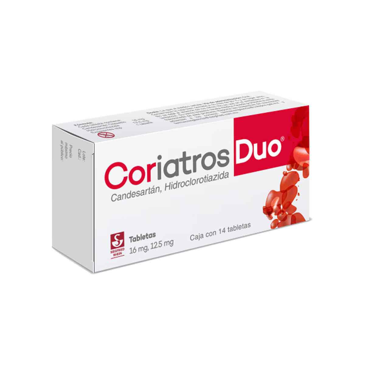 Coriatros Duo 16 mg / 12.5 mg - Caja con 14 tabletas (Candesartán y Hidroclorotiazida)