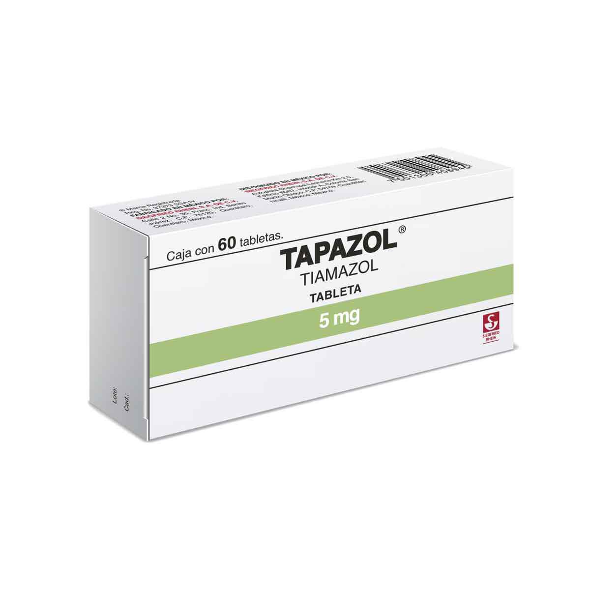 Tapazol 5 mg - Caja con 60 tabletas (Tiamazol)