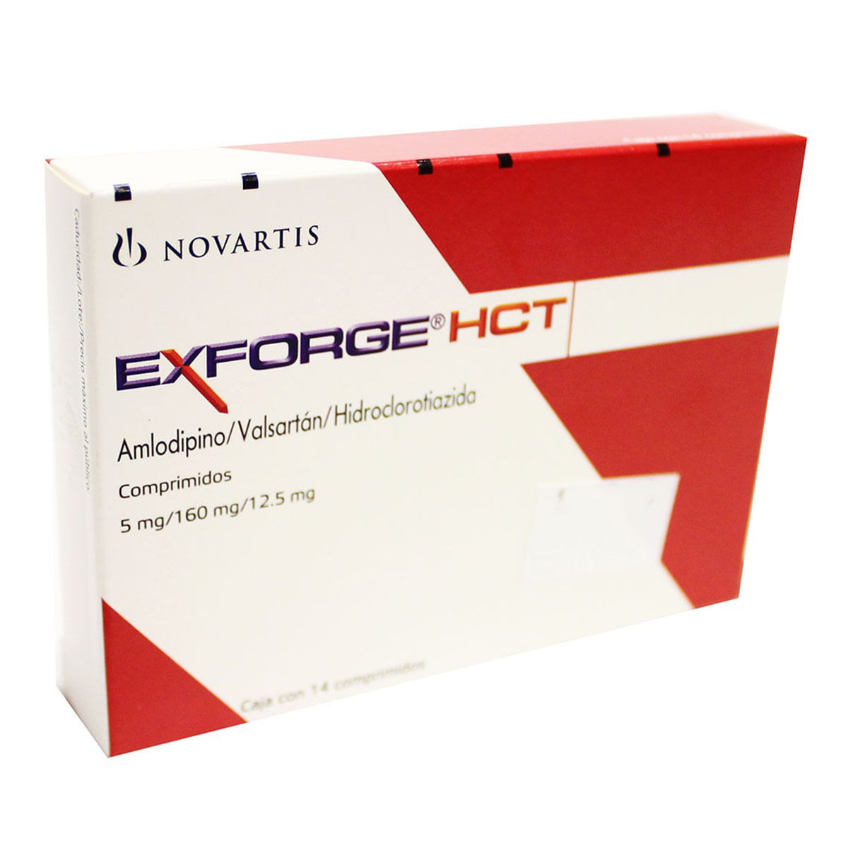 Comprimidos ExforgeHCT 5mg/160mg/12.5mg Caja con 14 Comprimidos