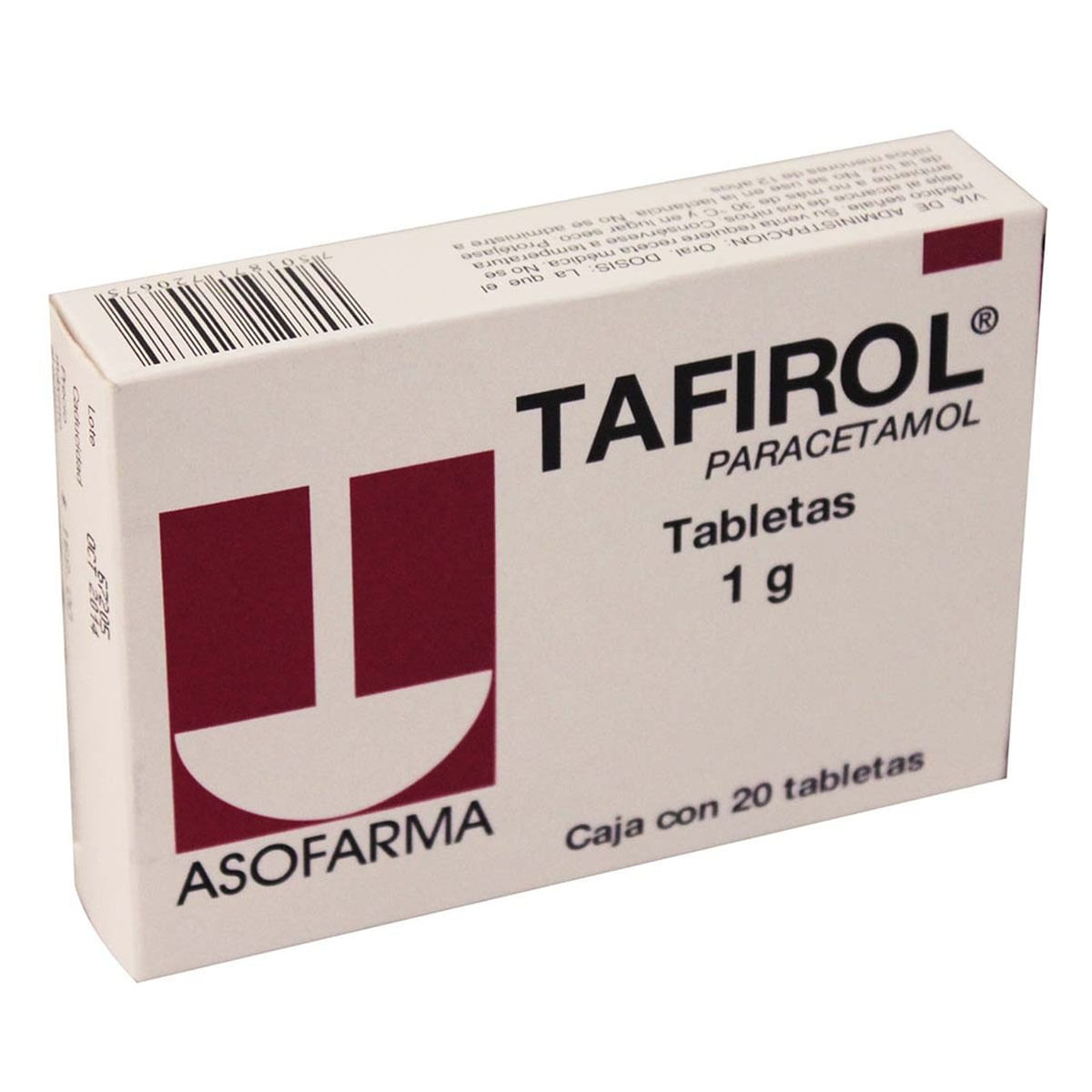 Tabletas Tafirol 1g Caja con 20 Tabletas