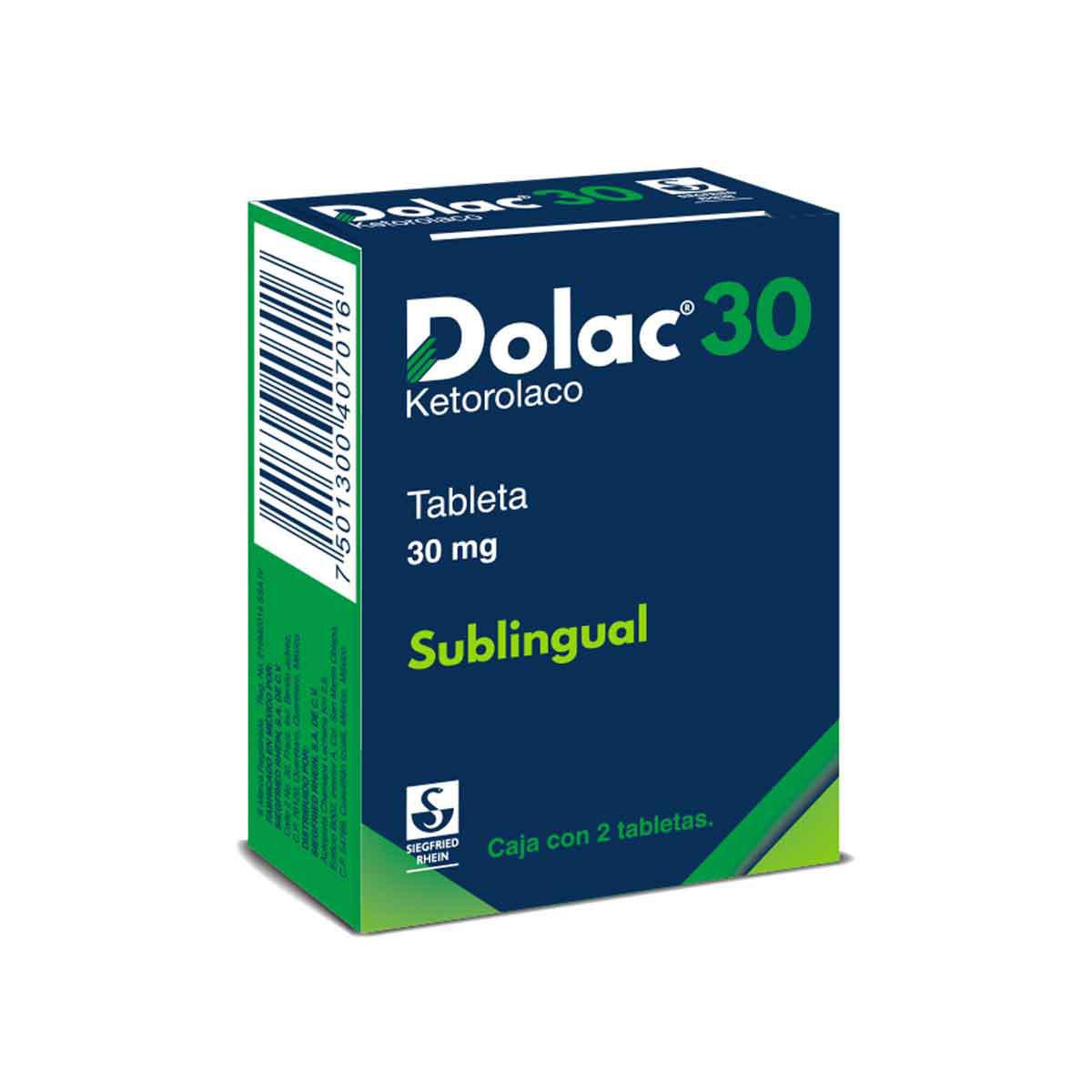 Dolac 30 mg - Caja con 2 tabletas sublingual (Ketorolaco)
