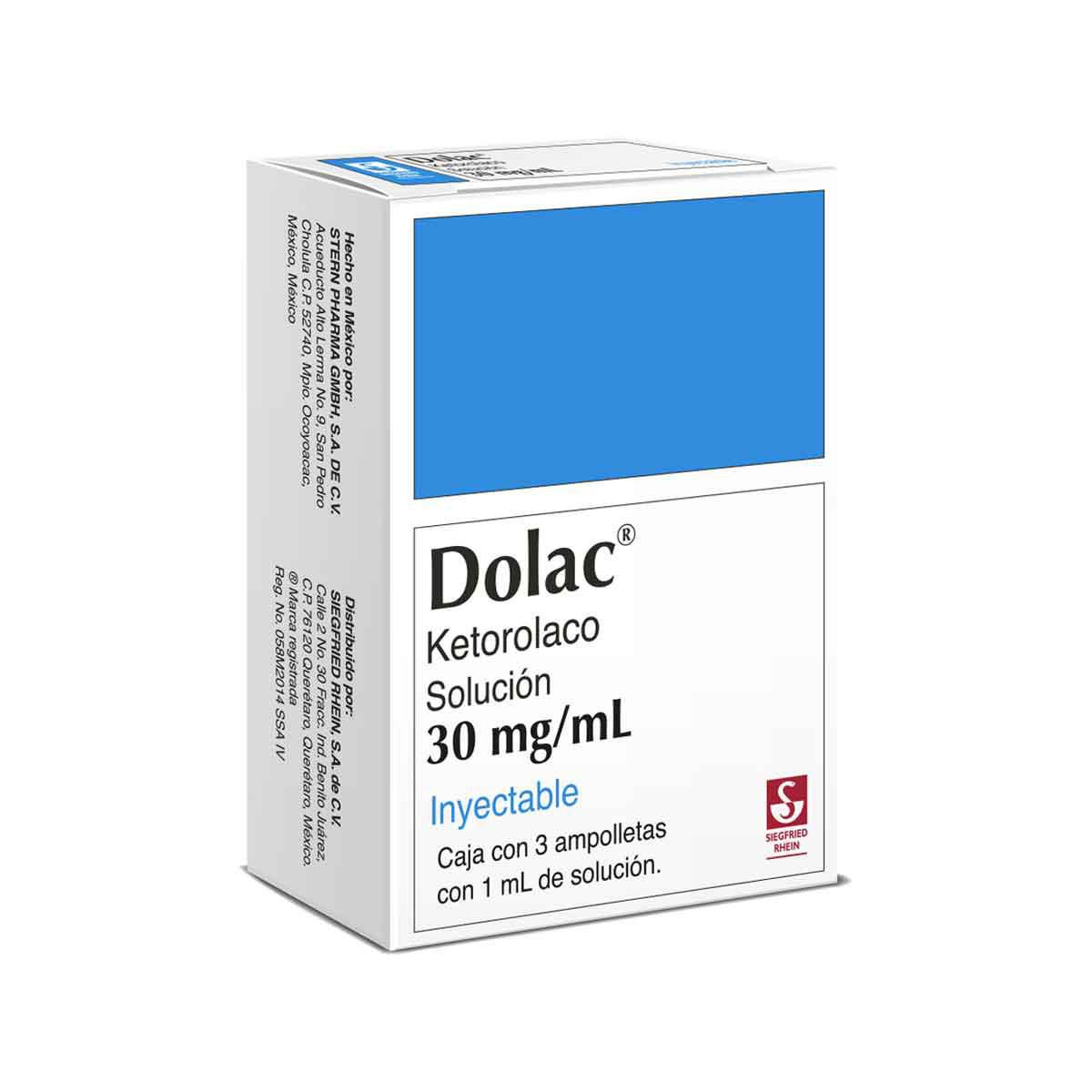 Dolac 30 mg - Caja con 3 ampolletas (Ketorolaco)