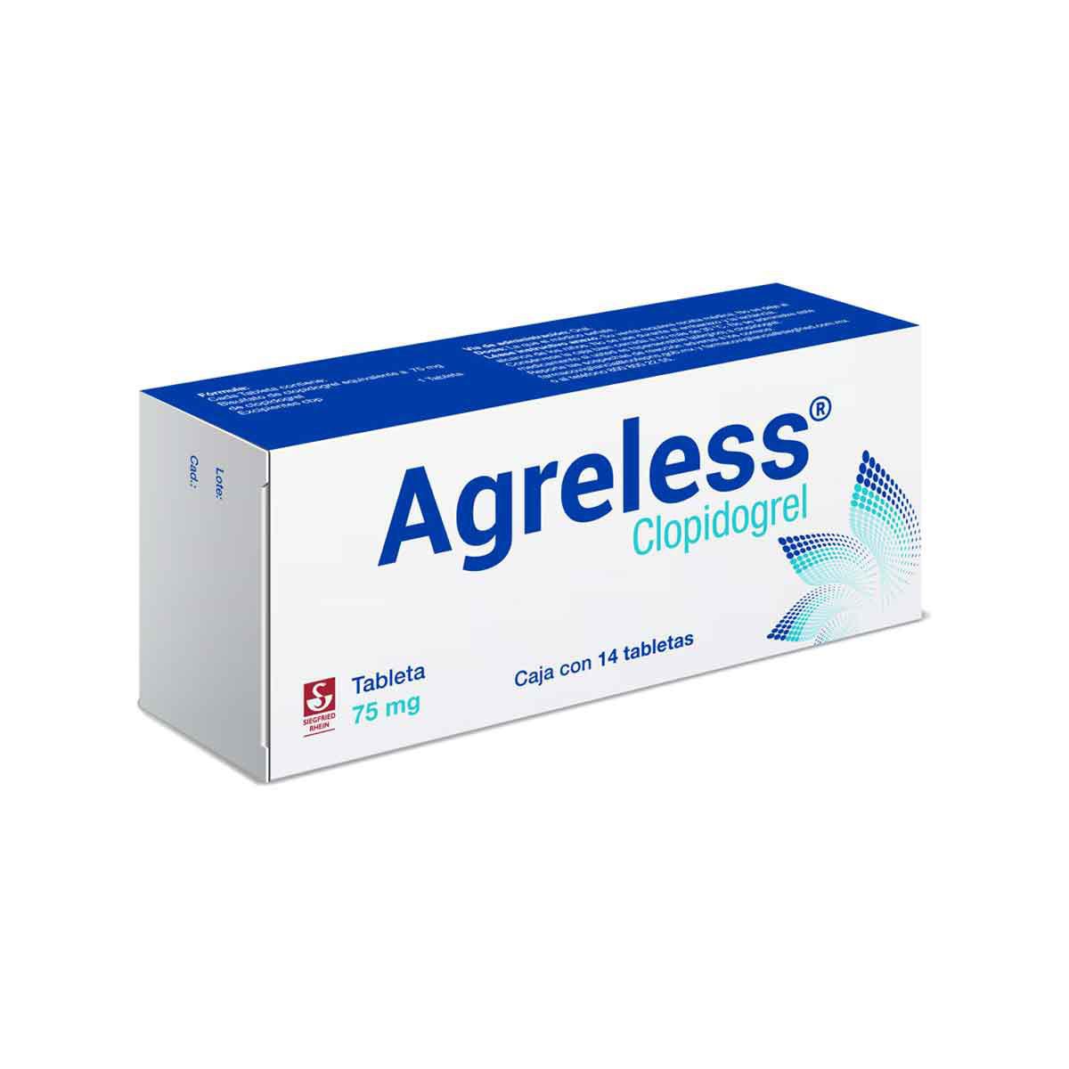 Agreless 75 mg - Caja con 14 tabletas (Clopidogrel)