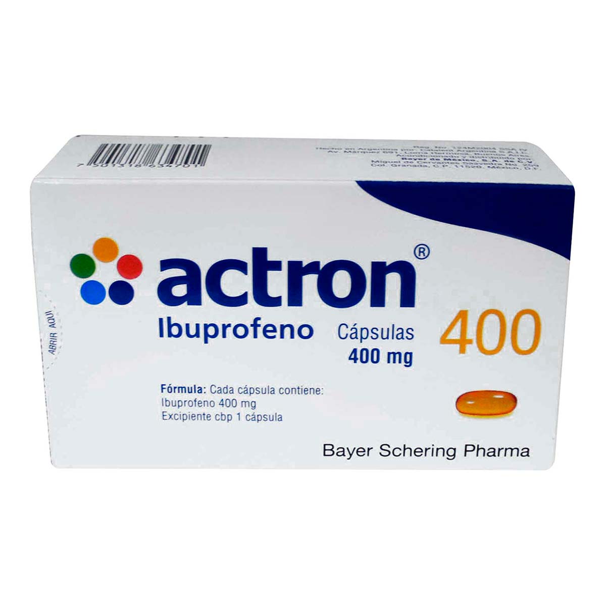 Cápsulas Actron 400mg Caja con 30 Cápsulas