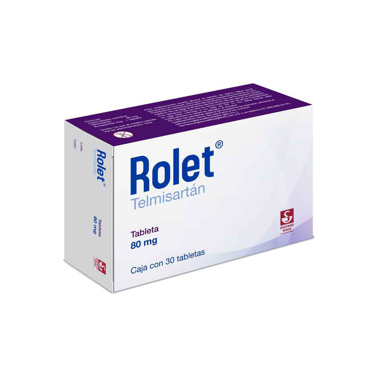 Rolet 80 mg - Caja con 30 tabletas (Telmisartán)