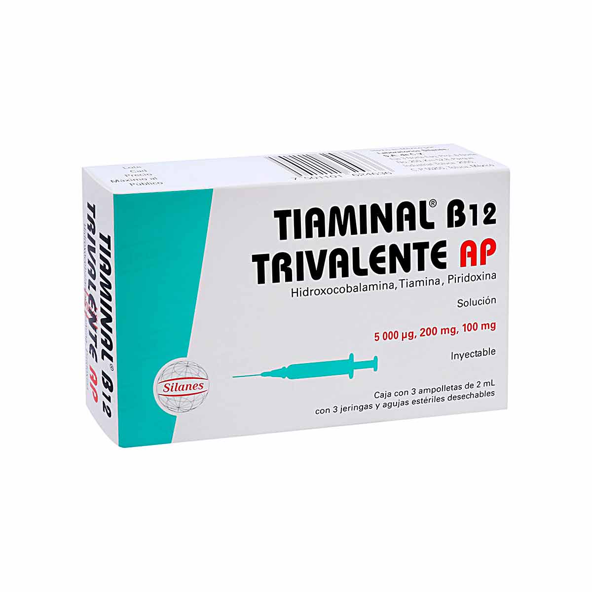 Solución Inyectable Tiaminal B12 Trivalente AP 3 Ampolletas de 2ml y 3 Jeringas