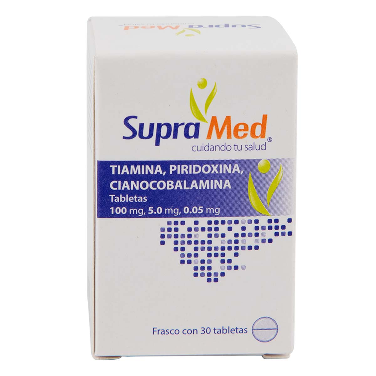 Tabletas SupraMed Tiamina/Piridoxina/Cianocobalamina Frasco con 30 Tabletas