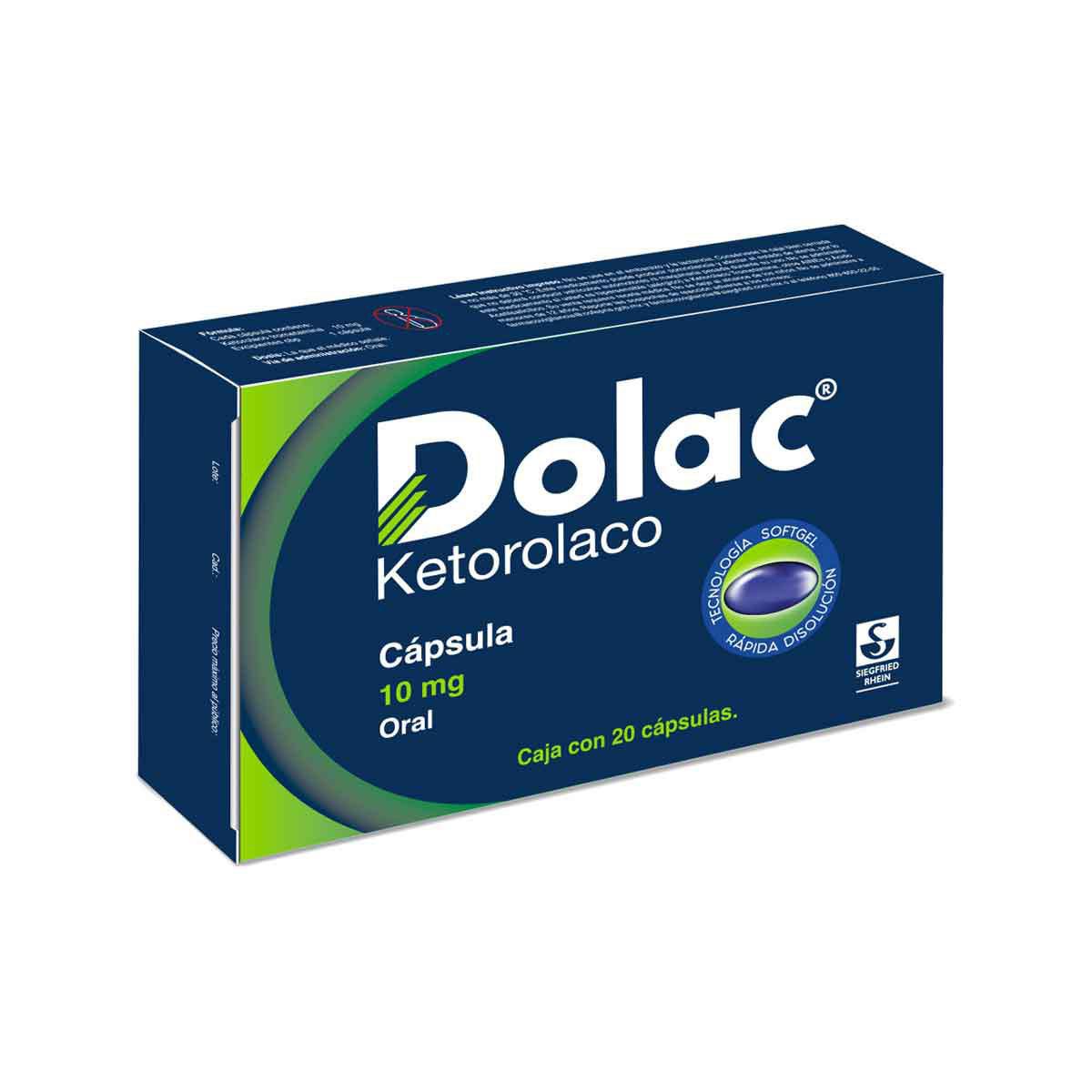 Dolac 10 mg - Caja con 20 cápsulas (Ketorolaco)