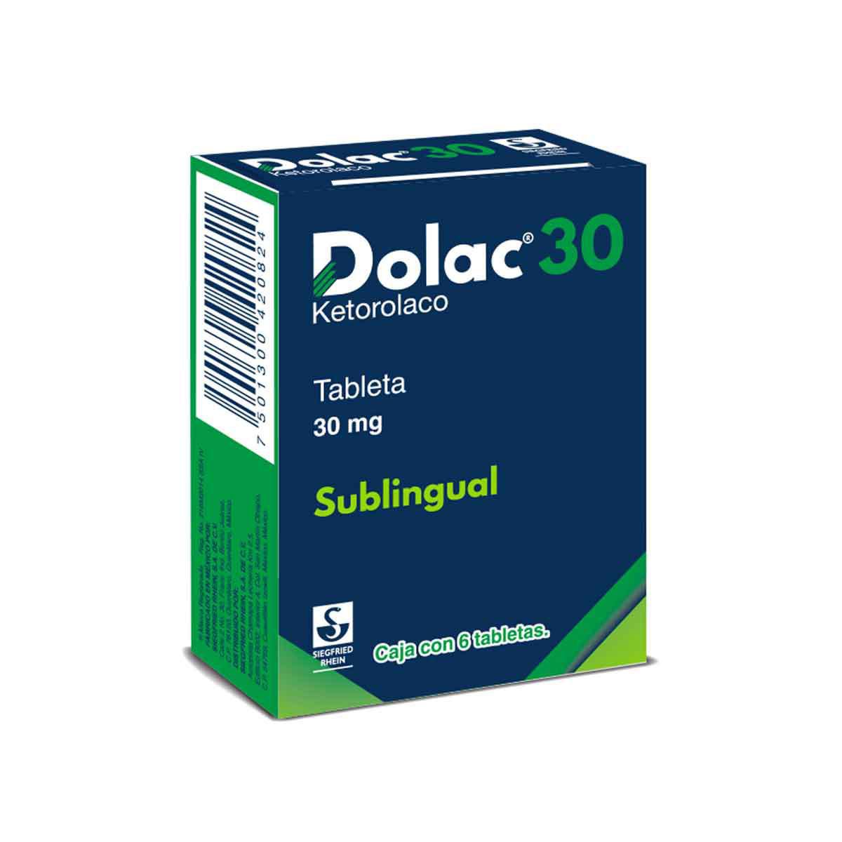 Dolac 30 mg - Caja con 6 tabletas sublingual (Ketorolaco)