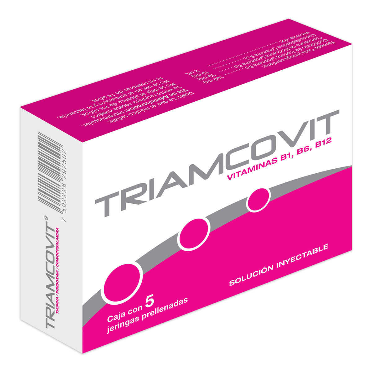 Solución Inyectable Triamcovit Complejo B Caja con 5 Jeringas Prellenadas