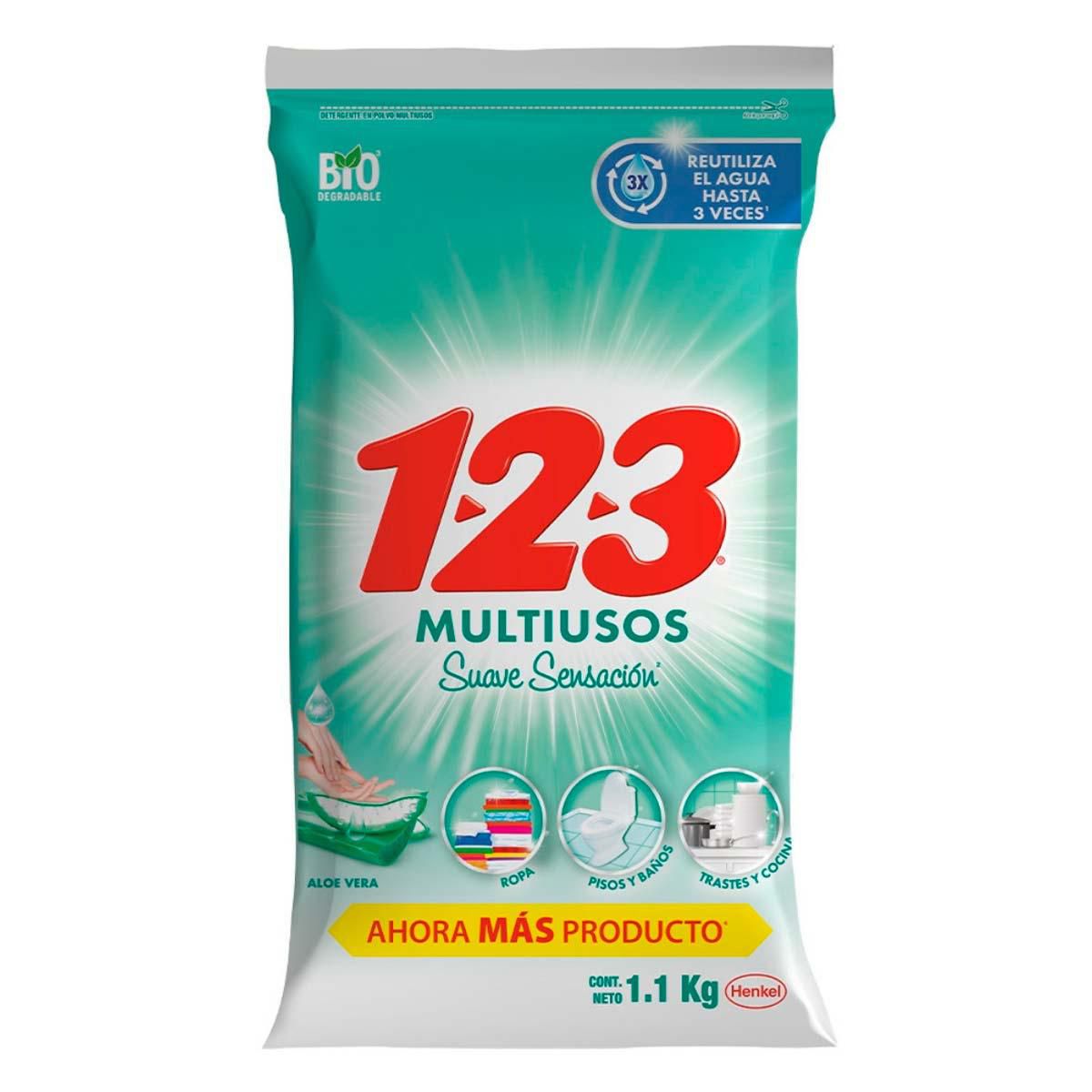 Detergente 123 Multiusos En Polvo Suave Sensación 1.1 Kg