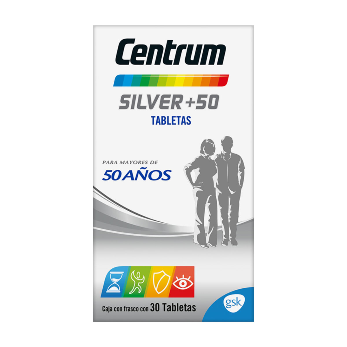 Tabletas Centrum Multivitamínico Silver +50 Frasco con 30 Tabletas