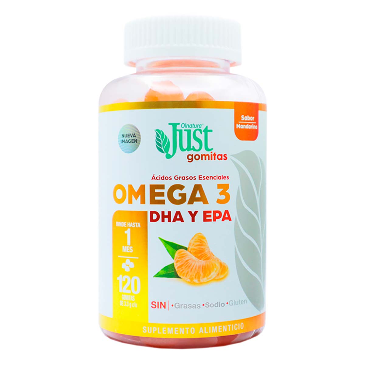 Suplemento Alimenticio Just Omega 3 DHA Mandarina 120 gomitas