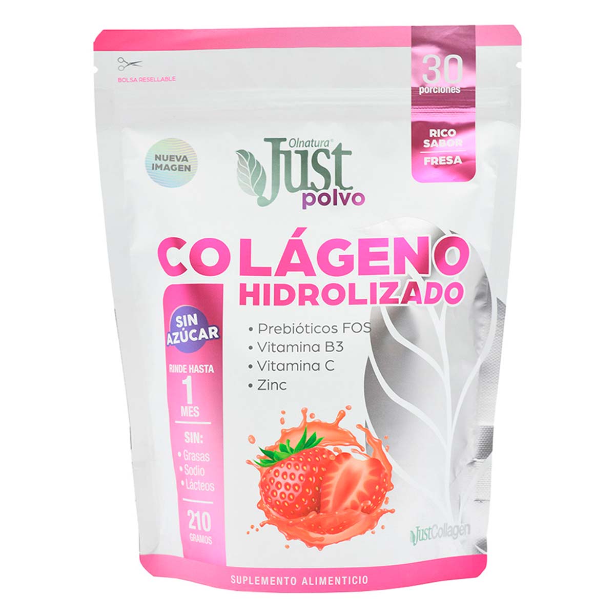 Suplemento Just Colageno Polvo Fresa 210g