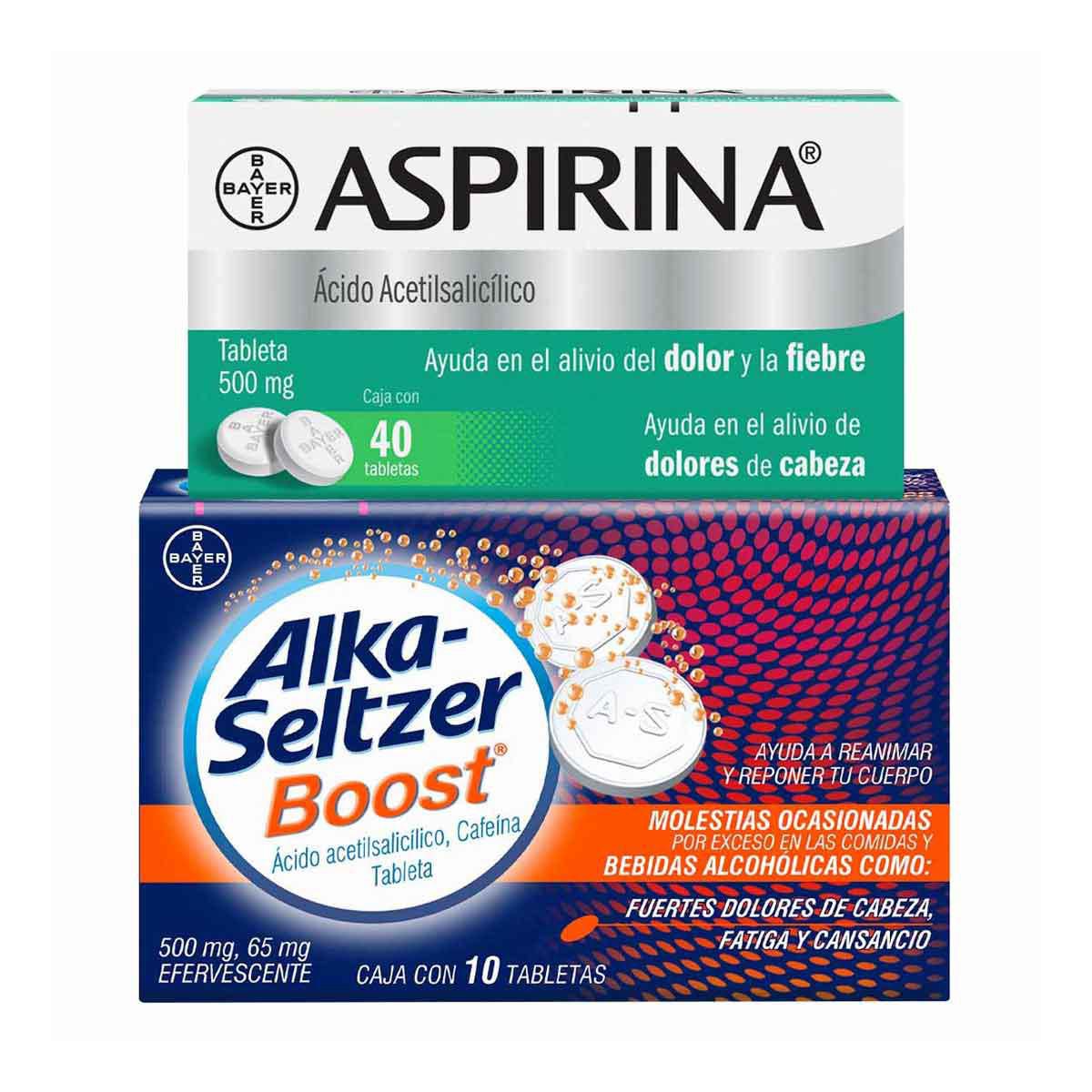 2Pack Bayer Alka Boost con 10 Tabletas + Aspirinas