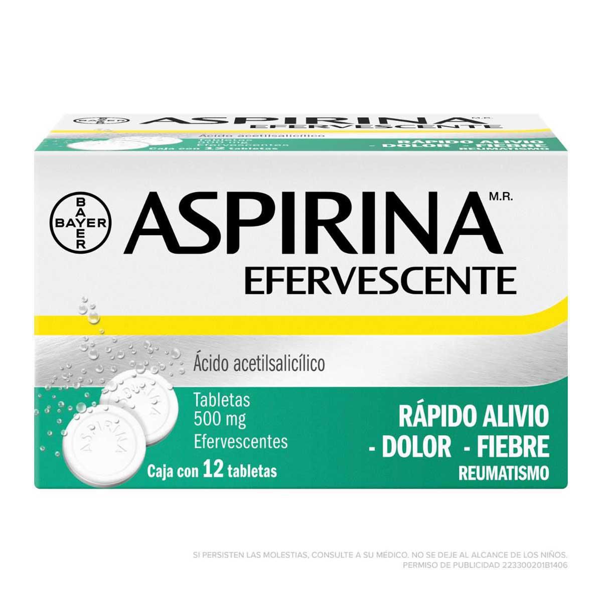 Aspirina Efervescente Analgesico 12 Tabletas 500mg
