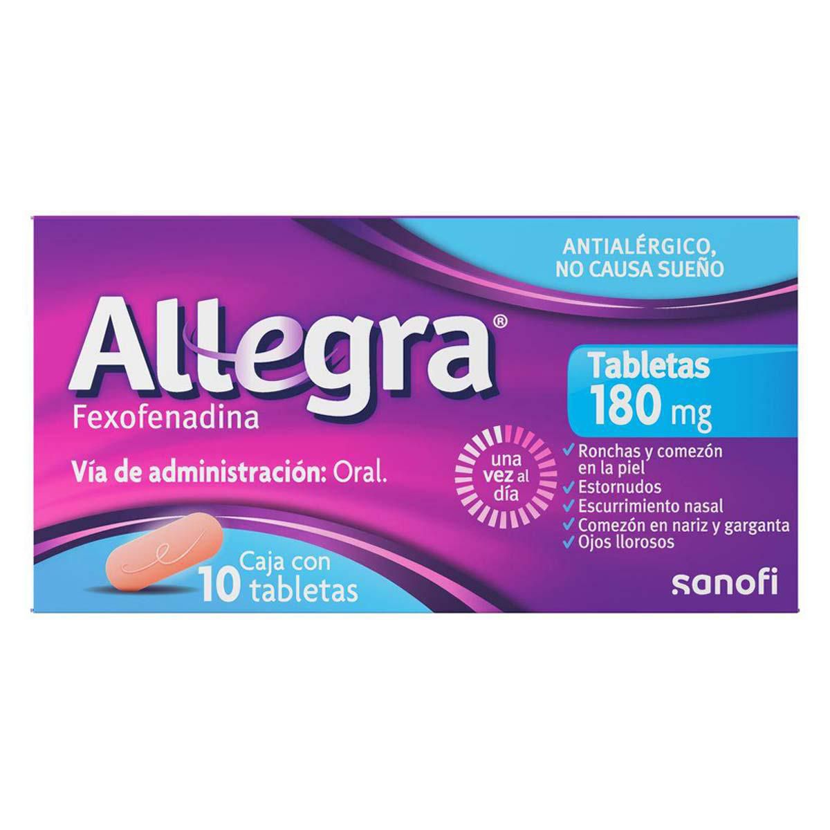 Antihistamínico Allegra para Alergias Severas y Urticaria 180mg 10 Tabletas