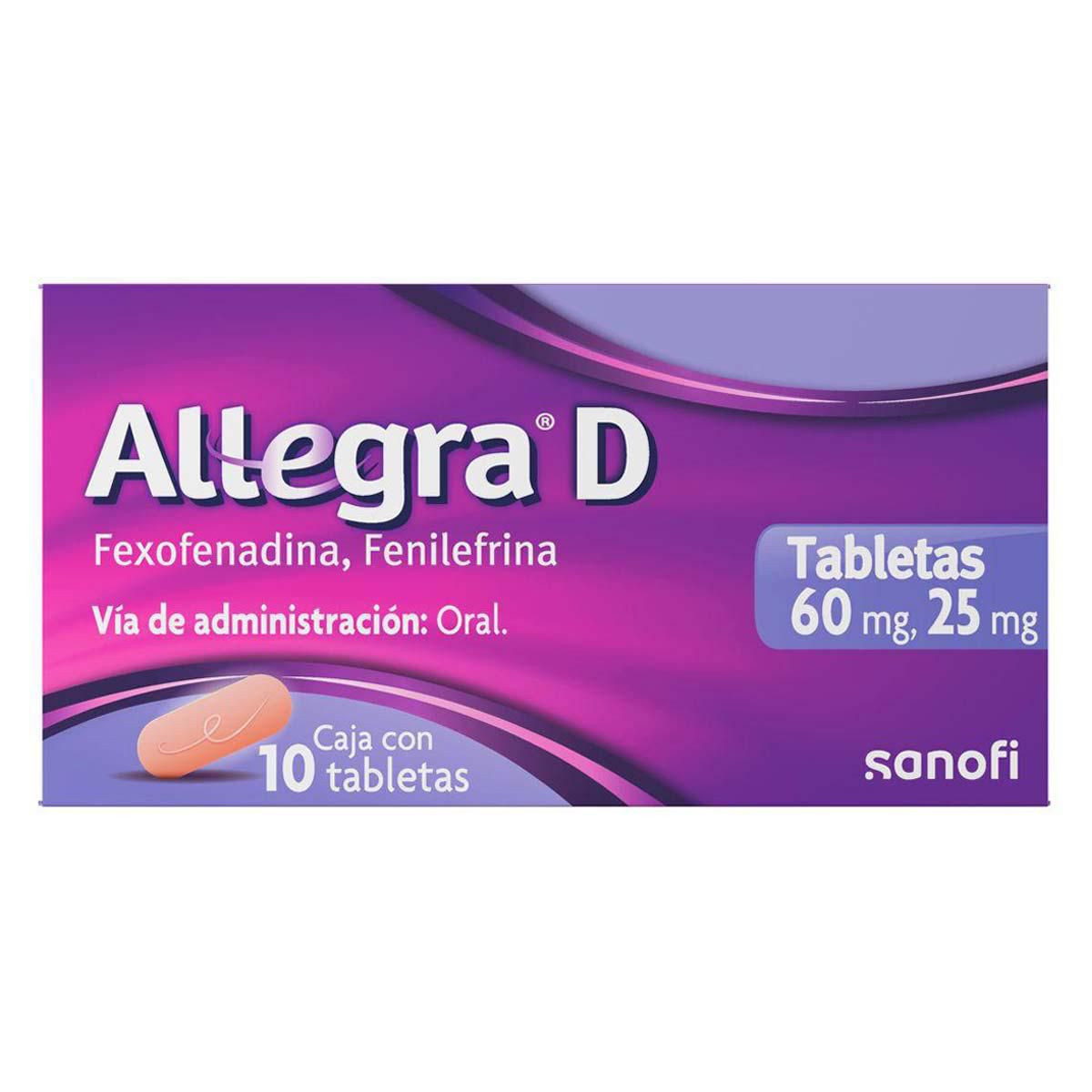 Antihistamínico Allegra D para Congestión Nasal y Alergias 10 tabletas