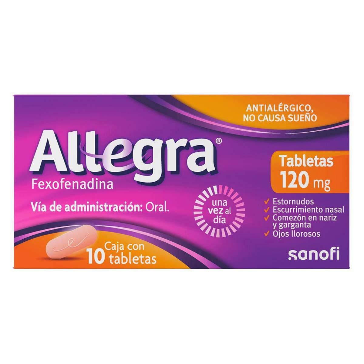 Antihistamínico Allegra para Alergias Leves a Moderadas 120mg 10 Tabletas
