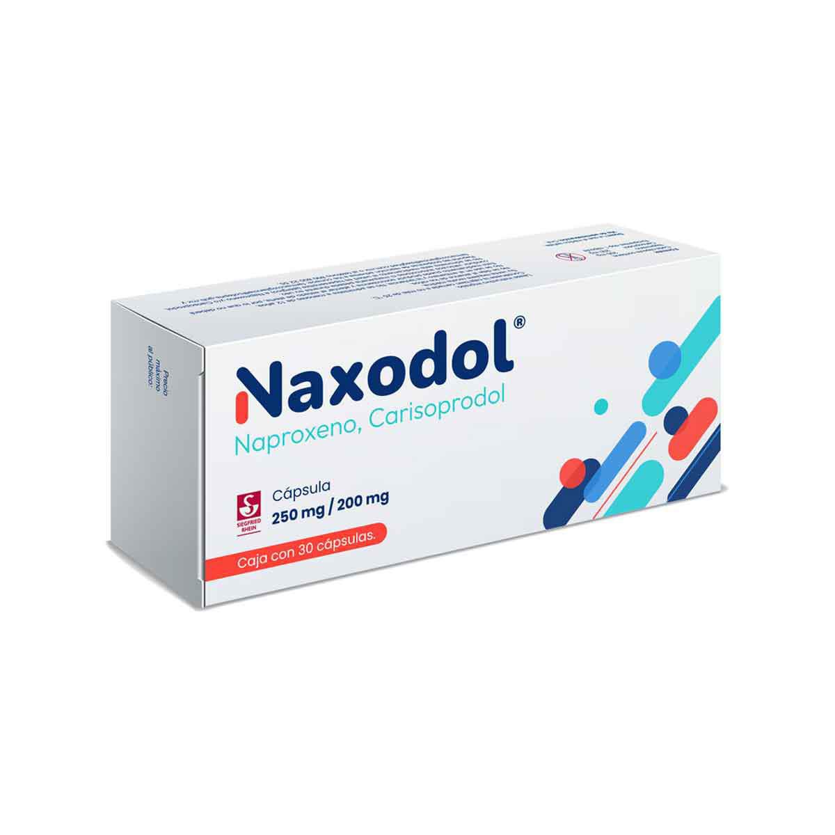 Naxodol 250 mg / 200 mg - Caja con 30 cápsulas (Naproxeno y Carisoprodol)