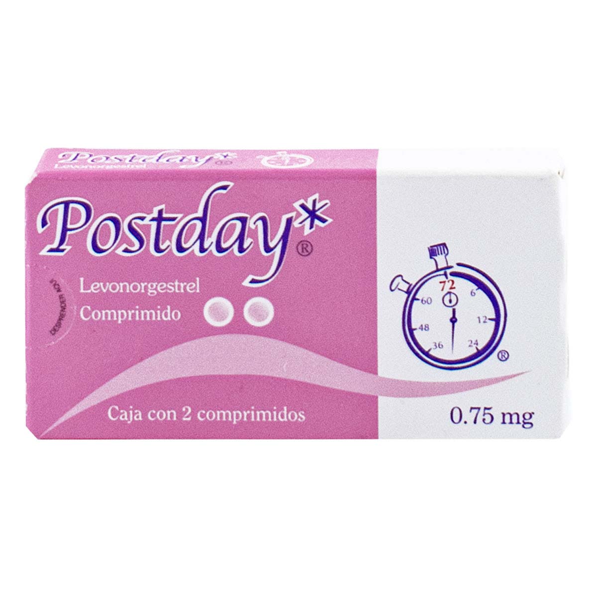 Comprimidos Postday Levonorgestrel 0.75mg Caja con 2 Comprimidos