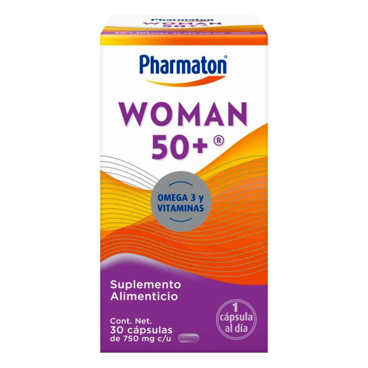 Pharmaton Woman 50+ Suplemento Alimenticio para Mujeres, 30 Cápsulas de 750 mg.