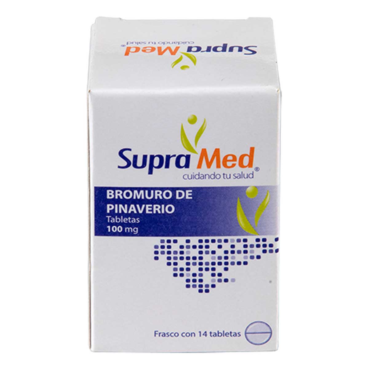 Tabletas SupraMed Bromuro de Pinaverio 100mg Frasco con 14 Tabletas
