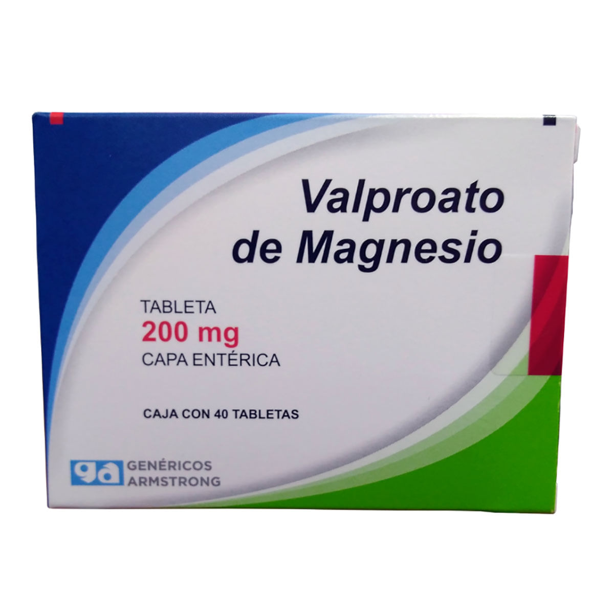 Tabletas Genéricos Armstrong Valproato de Magnesio 200mg Caja con 40 Tabletas