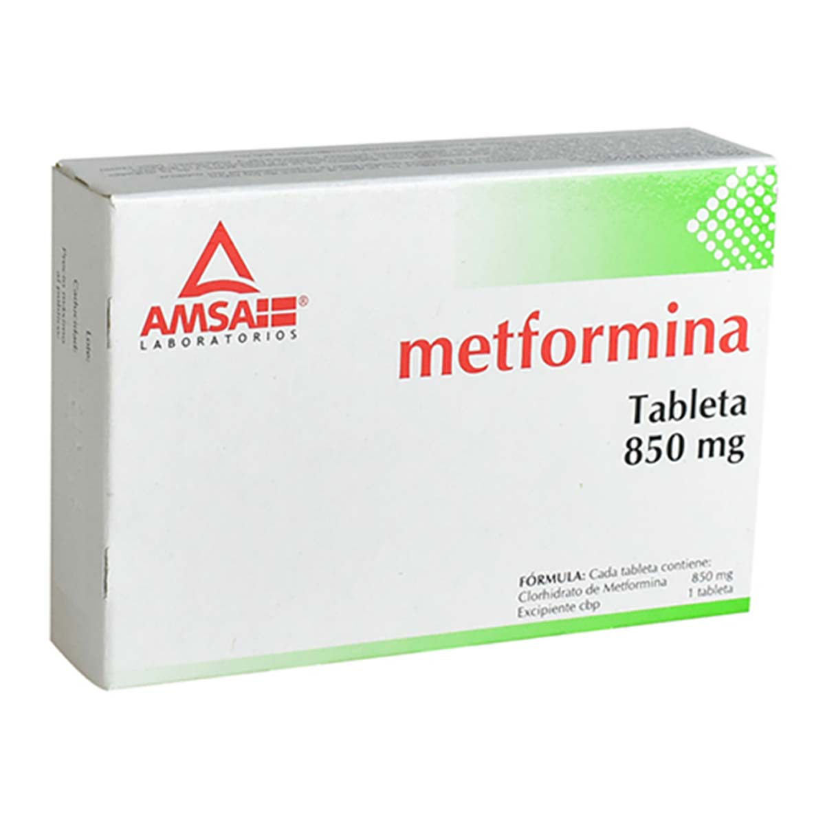 Tabletas Genéricas Metformina 850mg Caja con 30 Tabletas