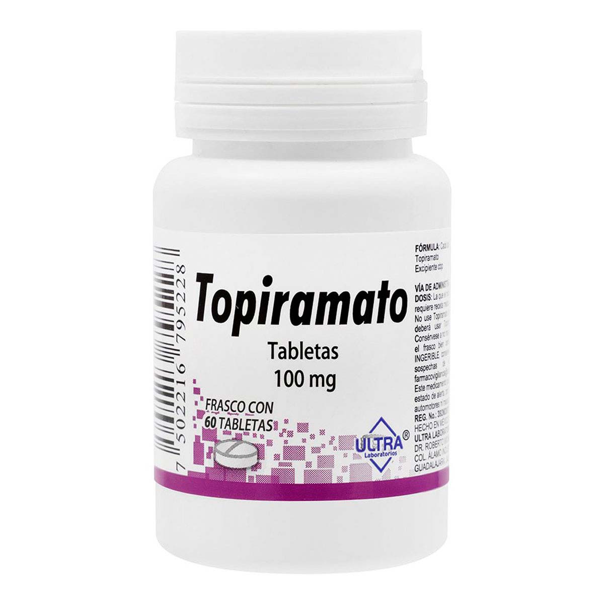Tabletas Genéricas Topiramato 100mg Frasco con 60 Tabletas