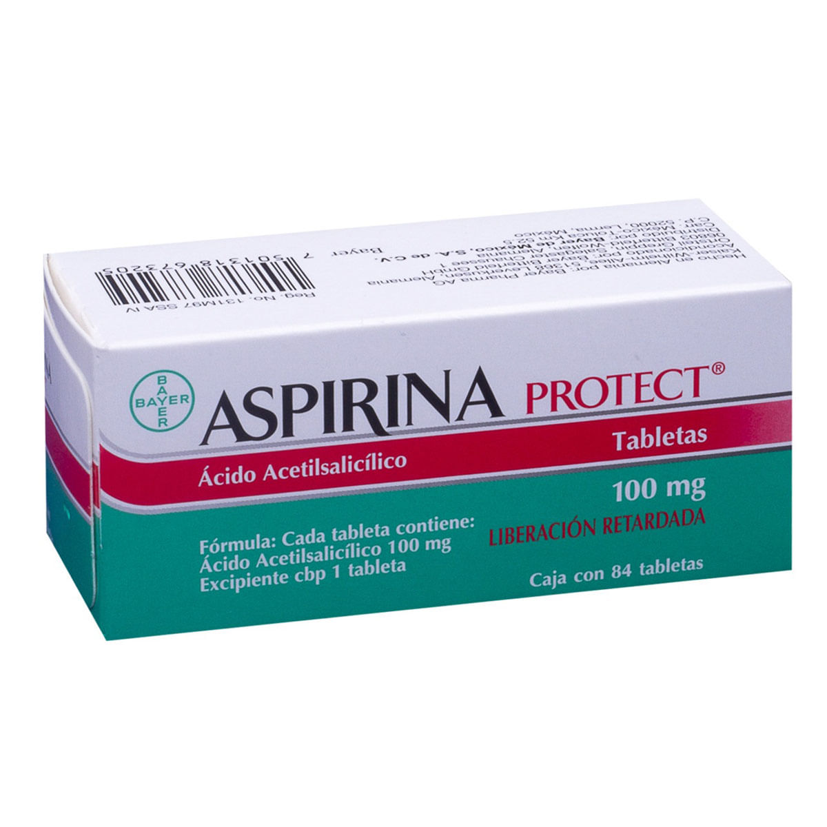 Tabletas Aspirina Protect 100mg Liberación Retardada Caja con 84 Tabletas