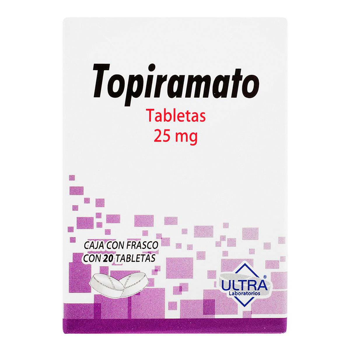 Tabletas Genéricas Topiramato 25mg Frasco con 20 Tabletas