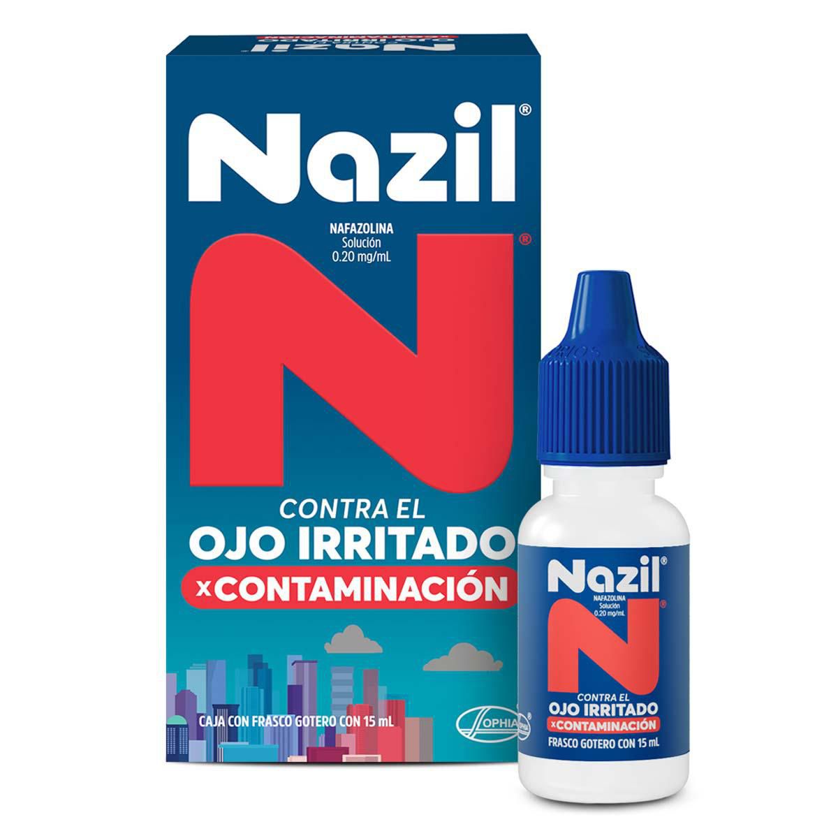 Gotas Oftálmicas Nazil Contaminación Alivia los Ojos Irritados 15ml