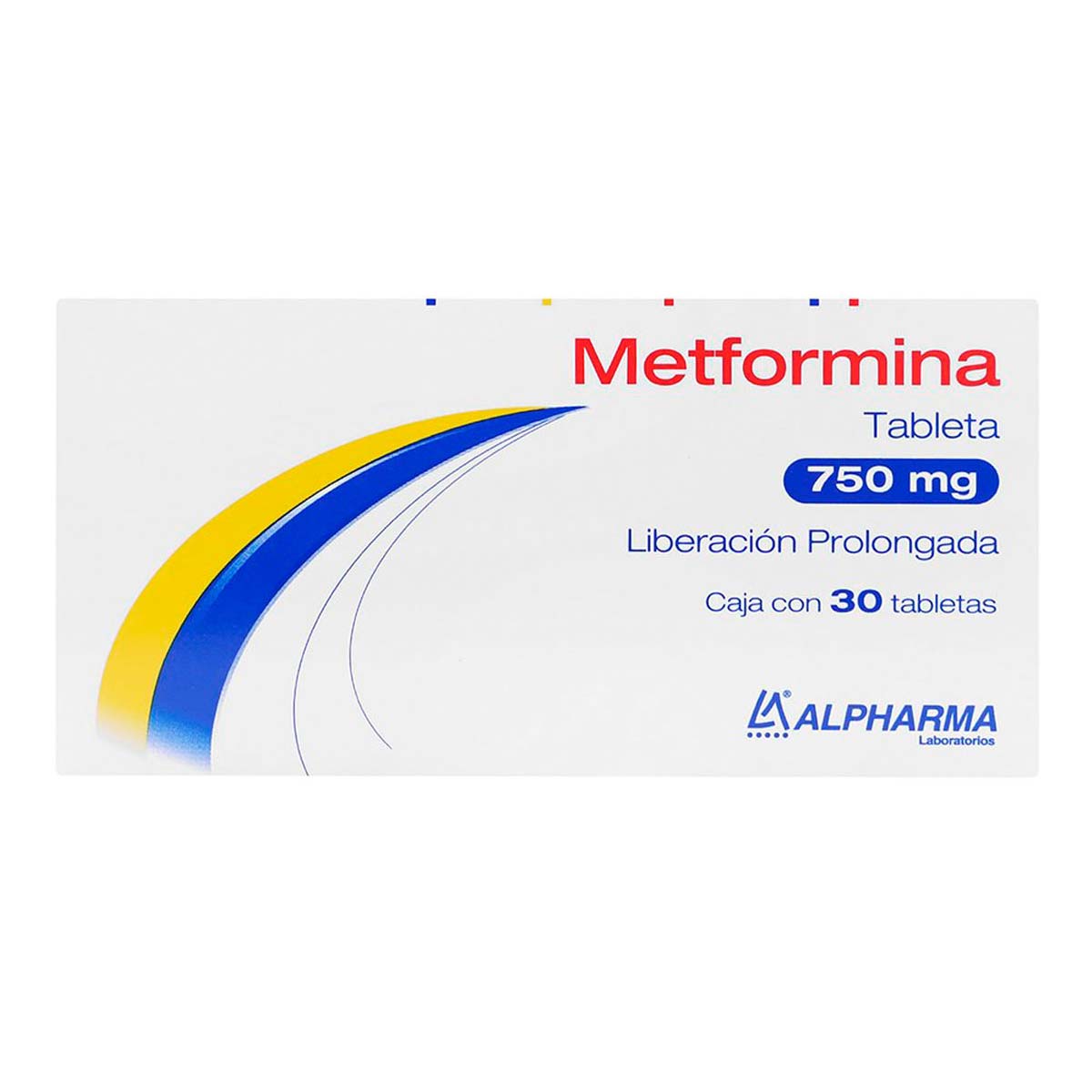 Tabletas Genéricas Metformina 750mg Liberación Prolongada Caja con 30 Tabletas