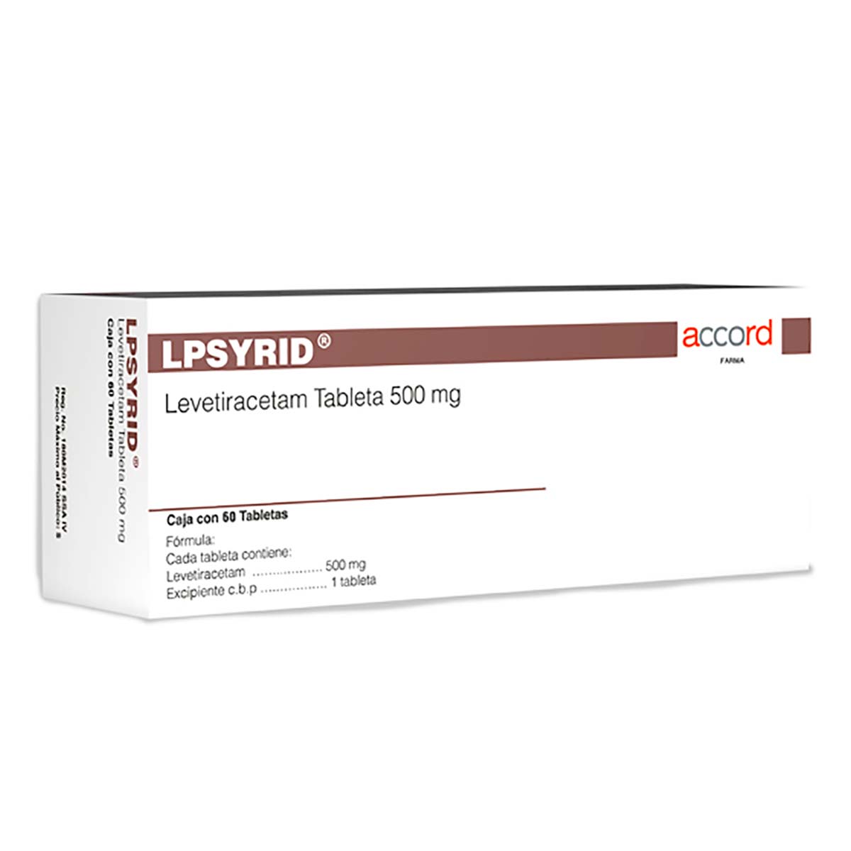 Tabletas Genéricas Levetiracetam 500mg Caja con 60 Tabletas